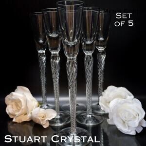 Stuart Crystal IONA ARIAL Blown Air Twist Long Stem Aperitif Cordial Glasses x 5